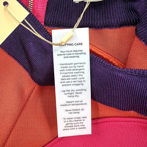 PAOLA BERNARDI Renata Mini Skirt Womens Pink Purple Colorblock Stretch Knit NEW - Picture 8 of 16